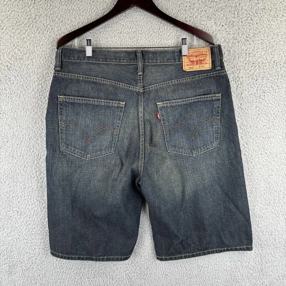 Levi's 569 Loose Straight Denim Shorts Men's W36 Dark Wash Baggy Jorts Y2K - Picture 2 of 9